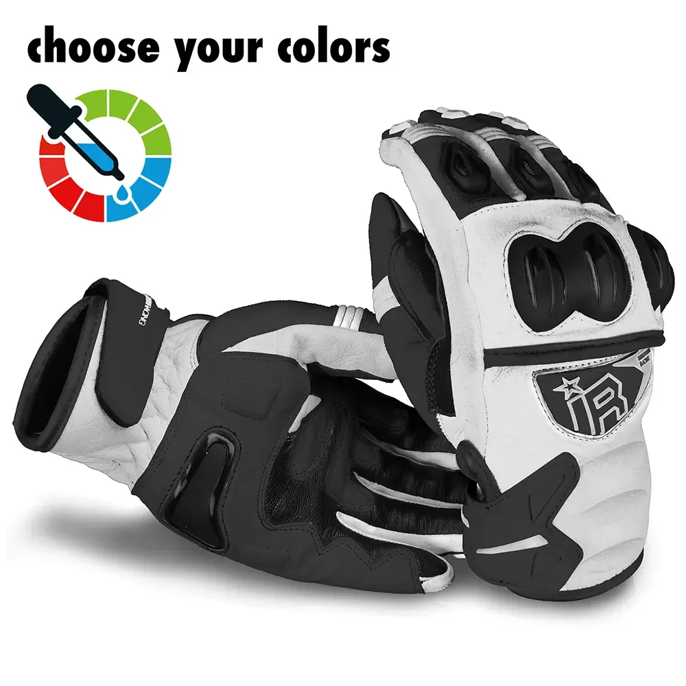 MI-6 SMG Supermoto Handschuhe von Independent Racing in Weiß und Schwarz.
