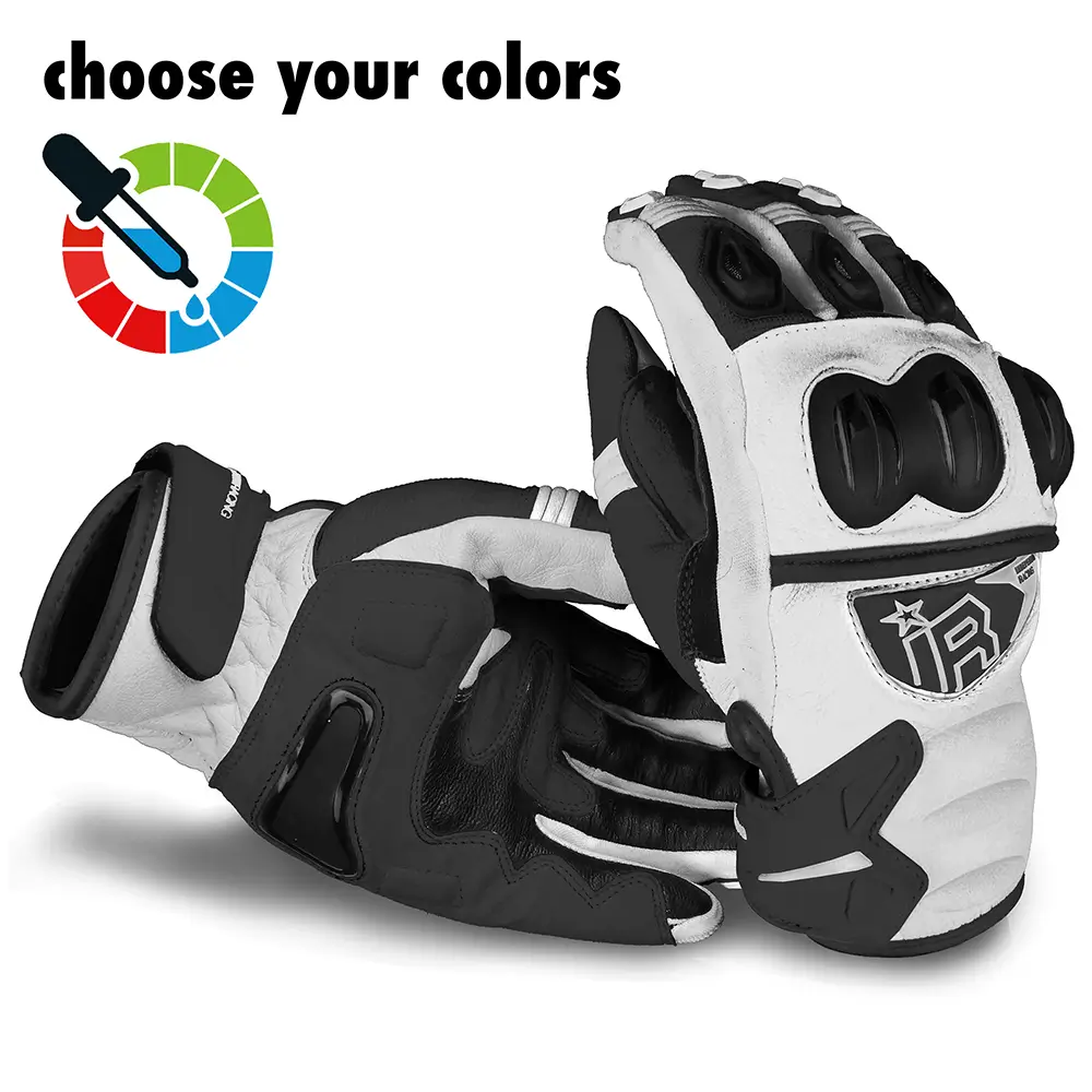 MI-6 SMG Supermoto Handschuhe von Independent Racing in Weiß und Schwarz.