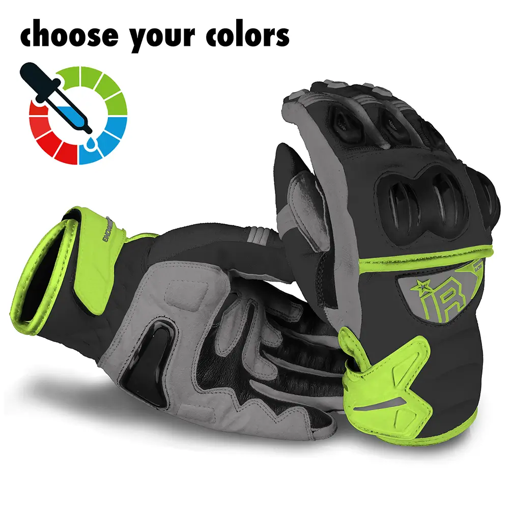 MI-6 SMG Supermoto Handschuhe von Independent Racing in Schwarz, Grau und Neongelb.