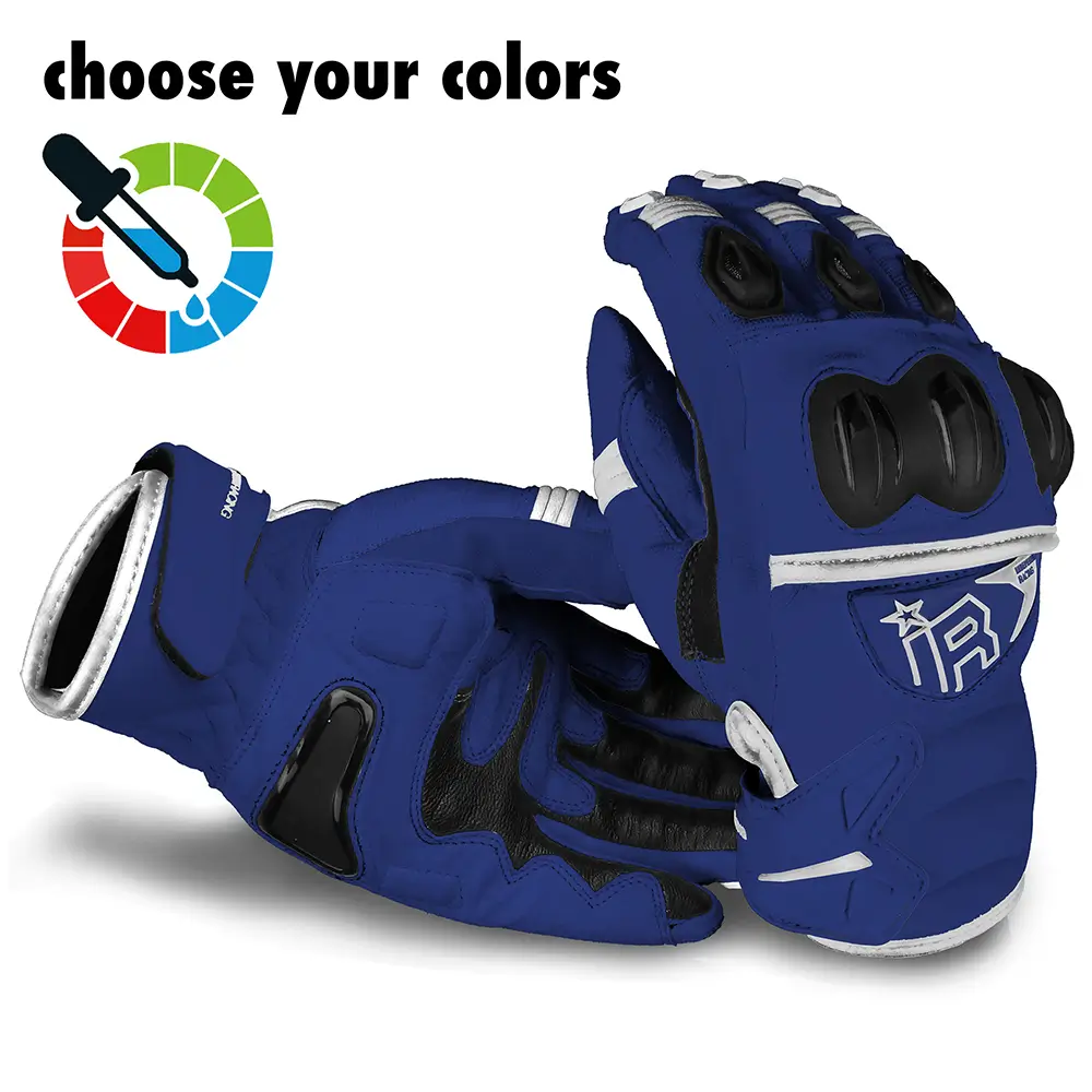 MI-6 SMG Supermoto Handschuhe von Independent Racing in Blau und Weiß.
