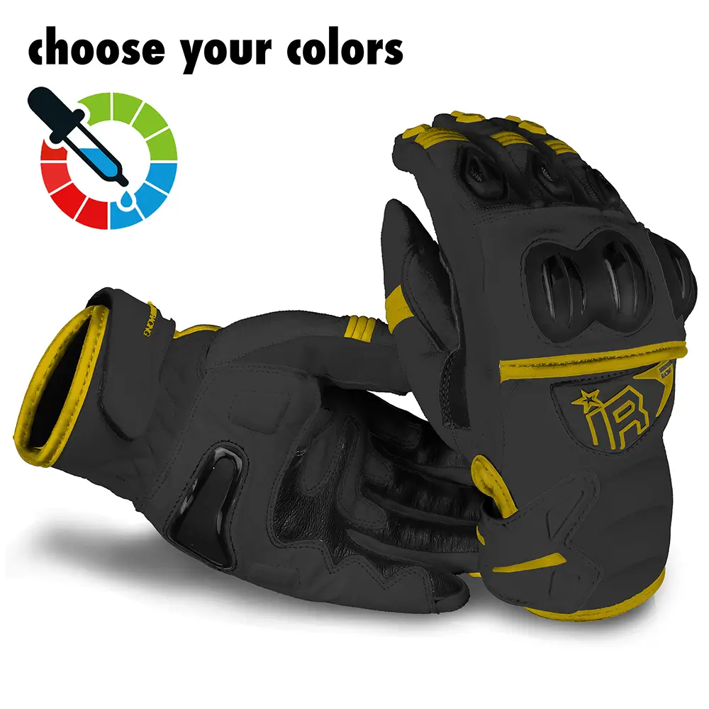 MI-6 SMG Supermoto Handschuhe von Independent Racing in Schwarz und Gold.