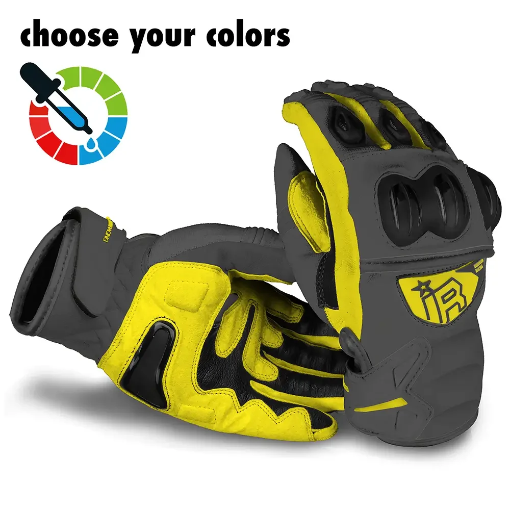 MI-6 SMG Supermoto Handschuhe von Independent Racing in Dunkelgrau und Gelb.