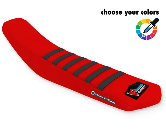 Roter Sitzbankbezug mit schwarzen Rippen für die Stark Varg.