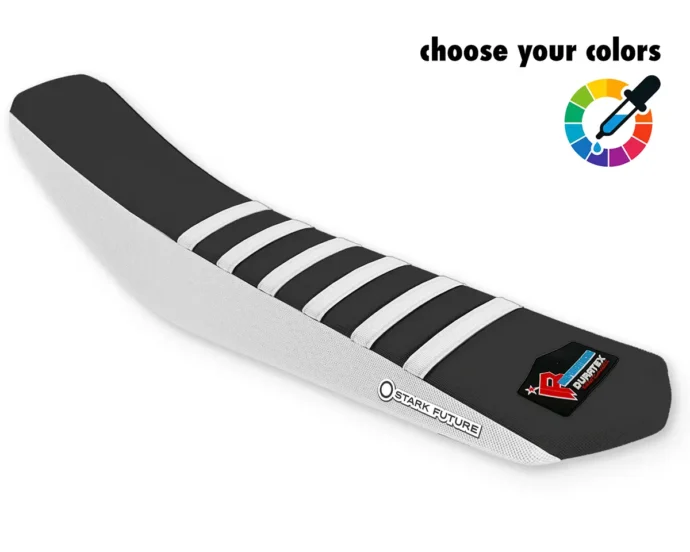 Schwarz-weißer Sitzbankbezug mit weißen Rippen für Stark Varg.