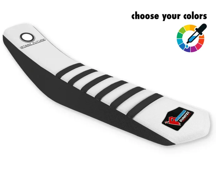 Weiß-schwarzer Sitzbankbezug mit schwarzen Rippen für Stark Varg.