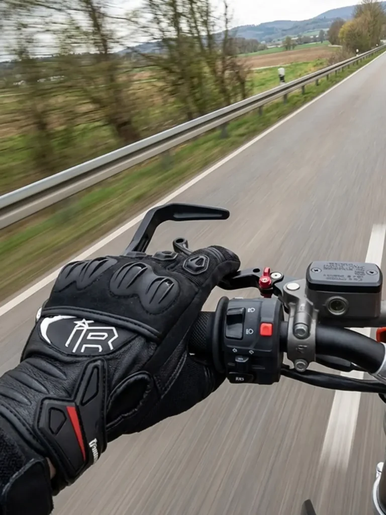 Independent Racing SMG Supermoto Handschuhe im Einsatz auf der Straße.